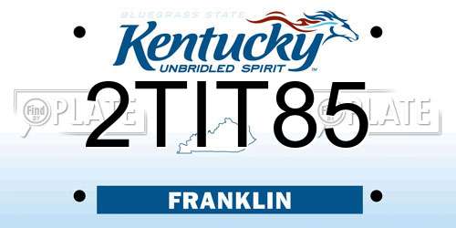 2TIT85 Kentucky License Plate