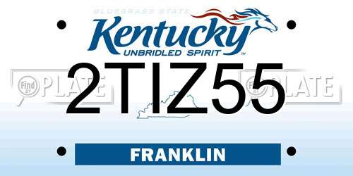 2TIZ55 Kentucky License Plate