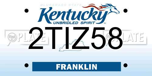 2TIZ58 Kentucky License Plate
