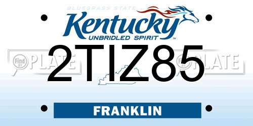 2TIZ85 Kentucky License Plate