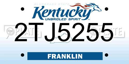 2TJ5255 Kentucky License Plate
