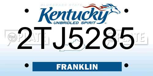 2TJ5285 Kentucky License Plate