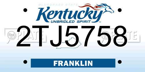 2TJ5758 Kentucky License Plate