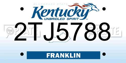 2TJ5788 Kentucky License Plate