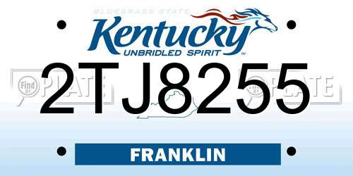 2TJ8255 Kentucky License Plate