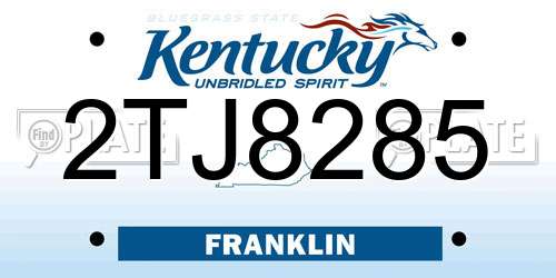 2TJ8285 Kentucky License Plate
