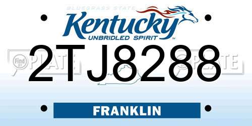 2TJ8288 Kentucky License Plate