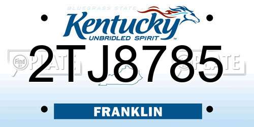 2TJ8785 Kentucky License Plate