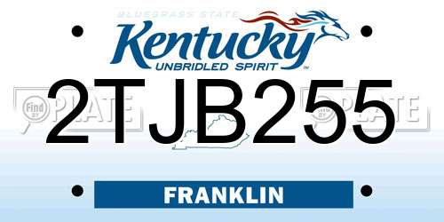 2TJB255 Kentucky License Plate