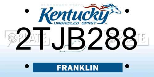 2TJB288 Kentucky License Plate