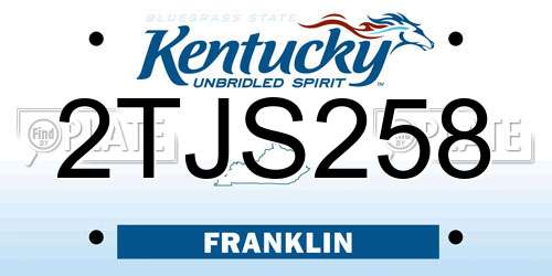 2TJS258 Kentucky License Plate