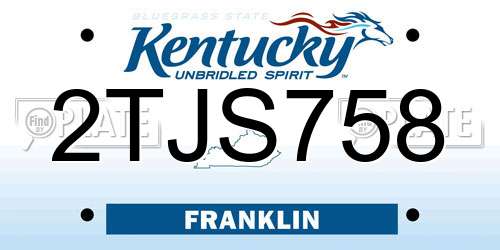 2TJS758 Kentucky License Plate