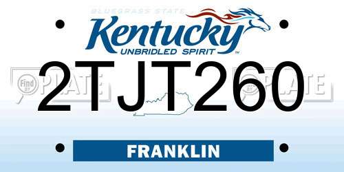 2TJT260 Kentucky License Plate