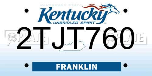 2TJT760 Kentucky License Plate