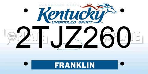 2TJZ260 Kentucky License Plate