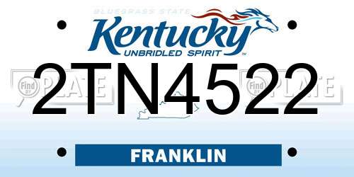 2TN4522 Kentucky License Plate
