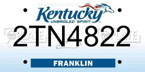 2TN4822 Kentucky License Plate