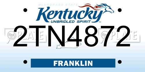 2TN4872 Kentucky License Plate