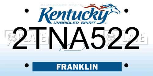 2TNA522 Kentucky License Plate