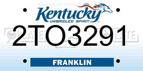 2TO3291 Kentucky License Plate
