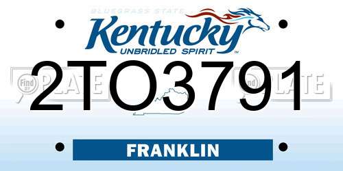 2TO3791 Kentucky License Plate