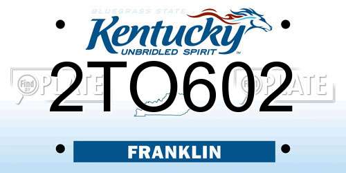 2TO602 Kentucky License Plate