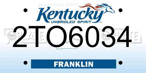 2TO6034 Kentucky License Plate
