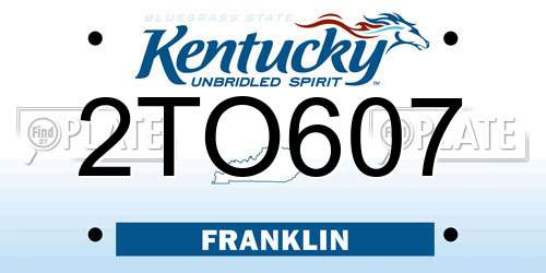 2TO607 Kentucky License Plate