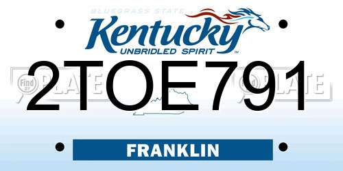 2TOE791 Kentucky License Plate