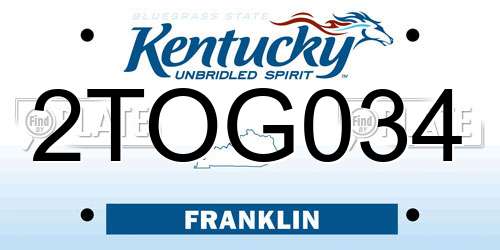 2TOG034 Kentucky License Plate