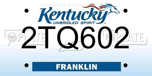 2TQ602 Kentucky License Plate