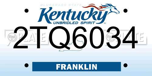 2TQ6034 Kentucky License Plate