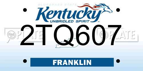 2TQ607 Kentucky License Plate