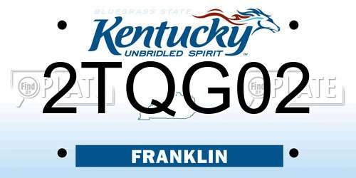 2TQG02 Kentucky License Plate