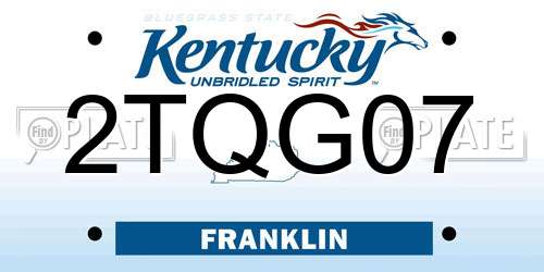 2TQG07 Kentucky License Plate