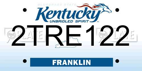 2TRE122 Kentucky License Plate