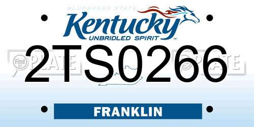 2TS0266 Kentucky License Plate