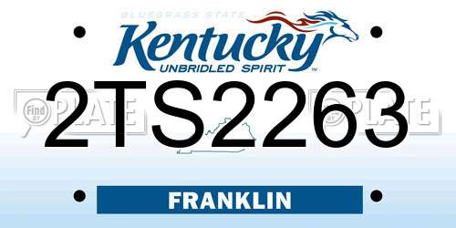 2TS2263 Kentucky License Plate