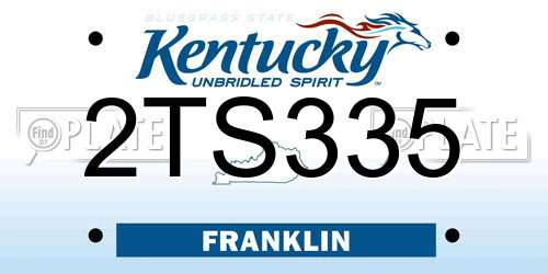 2TS335 Kentucky License Plate