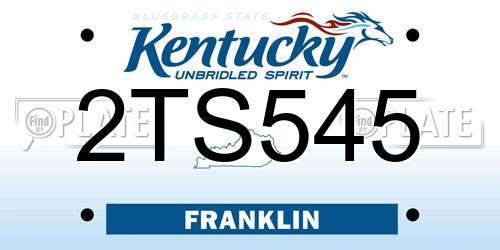 2TS545 Kentucky License Plate