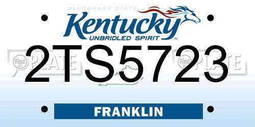 2TS5723 Kentucky License Plate