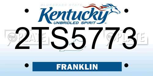 2TS5773 Kentucky License Plate