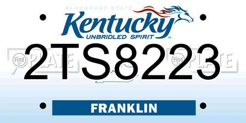 2TS8223 Kentucky License Plate