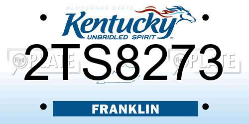 2TS8273 Kentucky License Plate