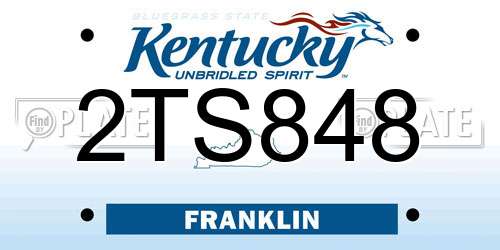 2TS848 Kentucky License Plate