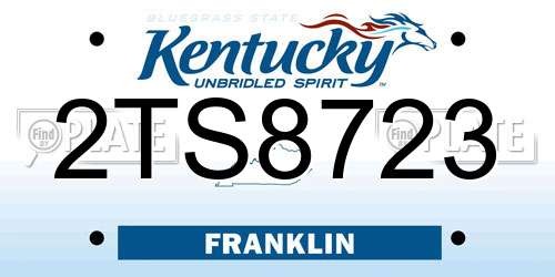 2TS8723 Kentucky License Plate