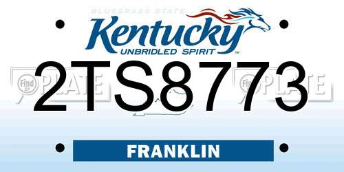 2TS8773 Kentucky License Plate
