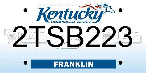 2TSB223 Kentucky License Plate