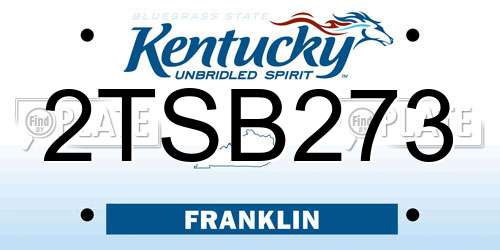 2TSB273 Kentucky License Plate