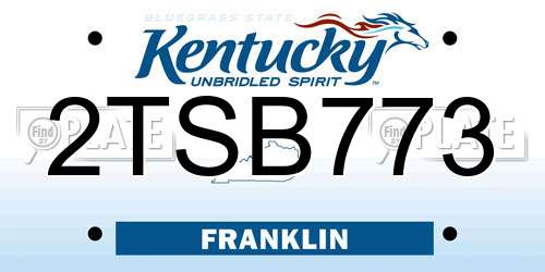2TSB773 Kentucky License Plate